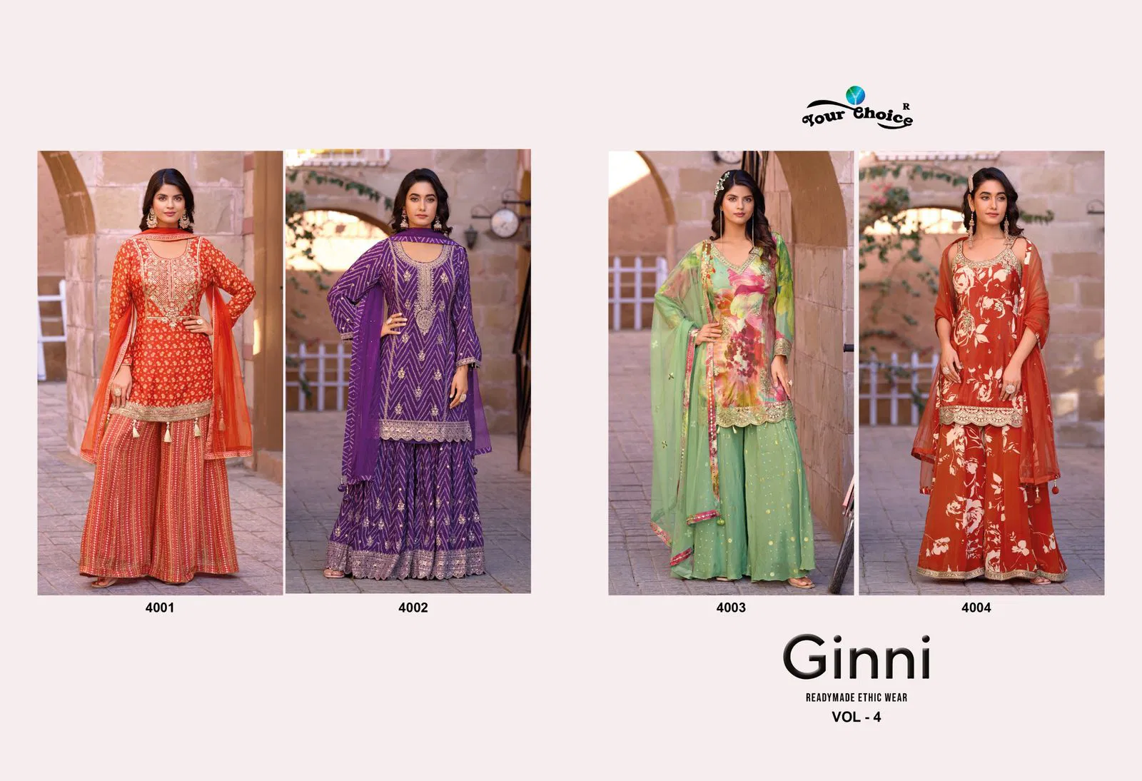 Ginni Vol 4 By Your Choice Designer Chinon Readymade Suits Orders In India